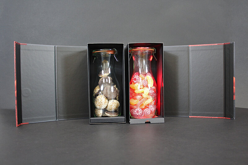 twin box verpackung mit süßigkeiten in glas flaschenverpackung weihnachtliche verpackung hersteller achilles